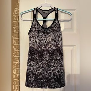 Athleta Black & Gray Paisley Print Fitness Tank